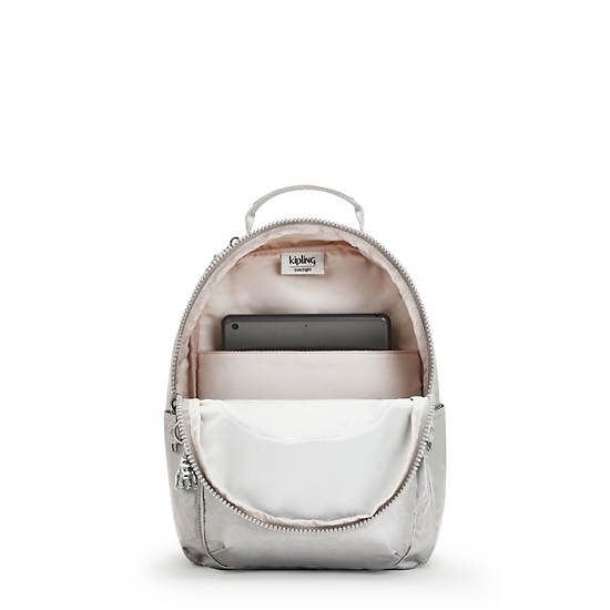 Kipling Seoul Small Metallic Tablet Ryggsäck Silver | SE 1353VR